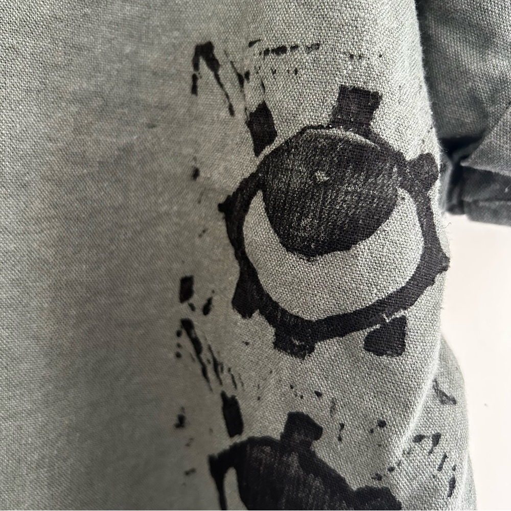 Universal Thread Green Eye Block Print Short Slee… - image 3